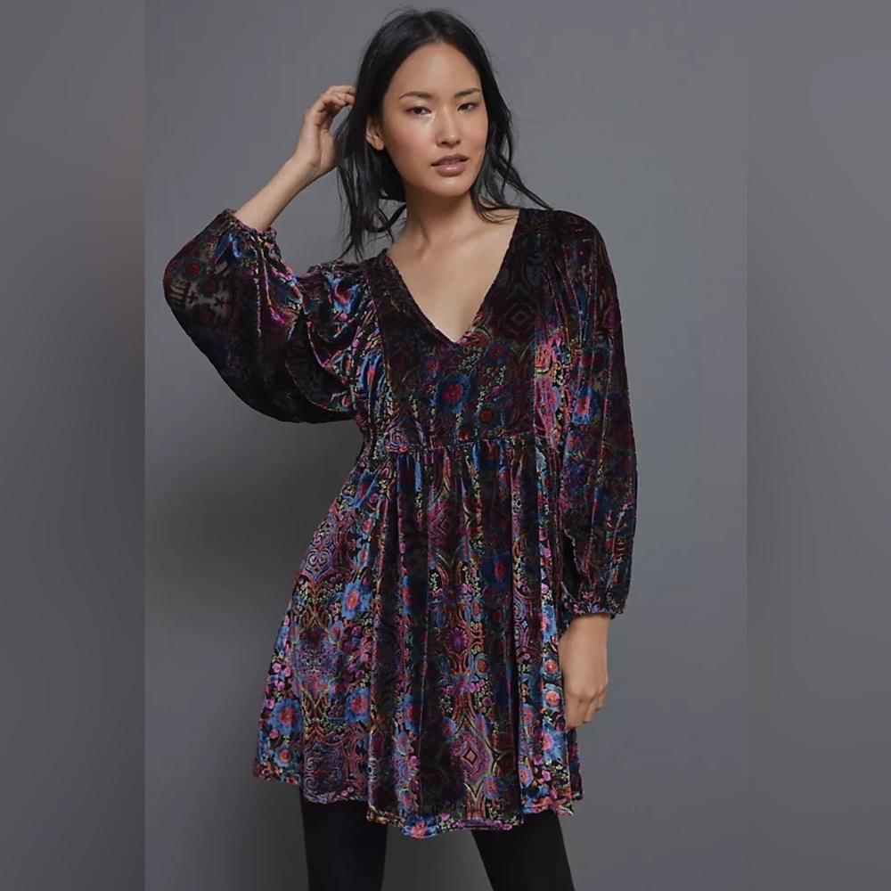 *SOLD* Anthropologie Mona velvet burnout dress